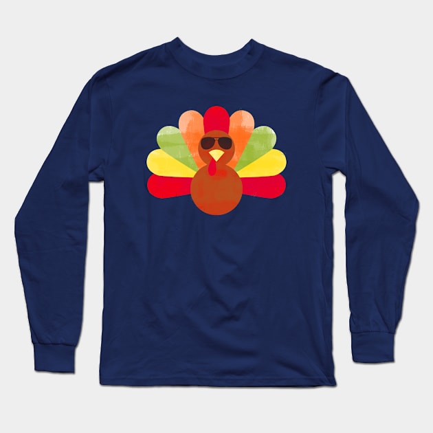 Thanksgiving Turkey with Sunglasses Long Sleeve T-Shirt by MidnightSky07